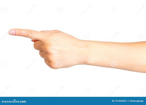 Woman Hand With The Index Finger Pointing Up Or Showing Direction Stock