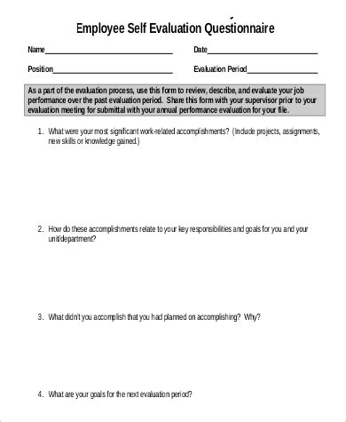 Free Self Evaluation Sample Form Samples In Pdf Ms Word Hot Sex Picture