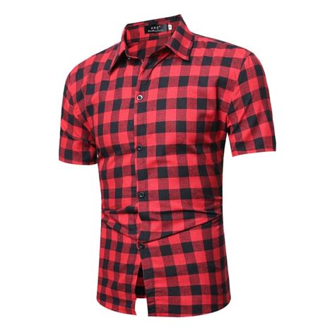 Red And Black Plaid Shirt Men Shirts 2017 New Summer Spring Fashion