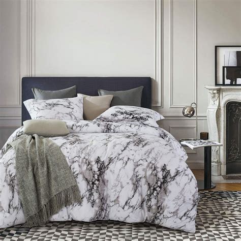 Wake In Cloud Marble Comforter Set Gray Grey Black And White Pattern