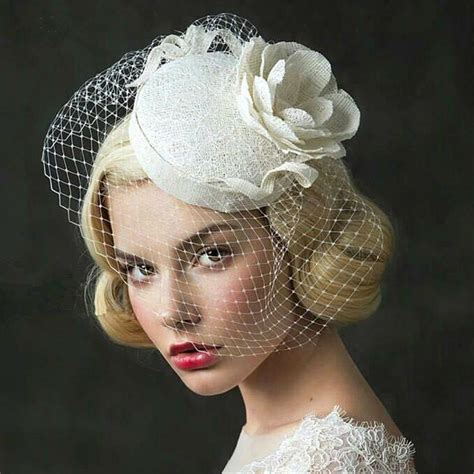 Vintage Wedding Bridal Pillbox Hat Flower Formal Church