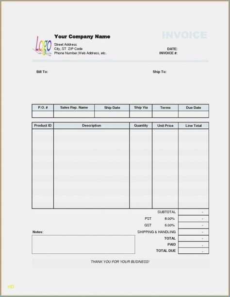 Free Blank Invoice Templates Pdf Eforms Fillable Invoice Template Pdf