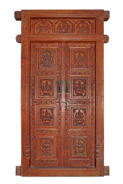 96 Ashtalakshmi Wooden Traditional Door Hand Carved Made In India