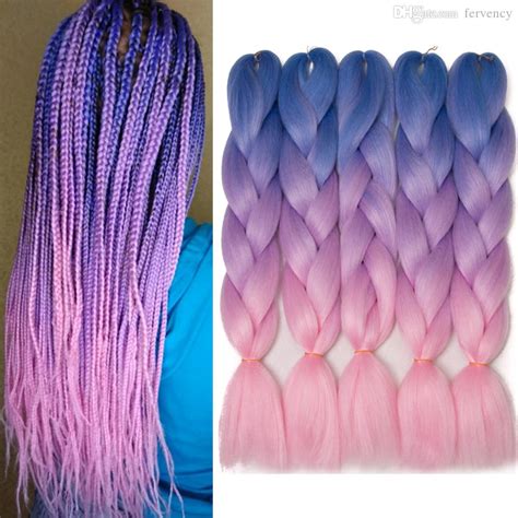 Marley Braid Hair Kanekalon Blue Purple Pink Hair Braids Jumbo Ombre