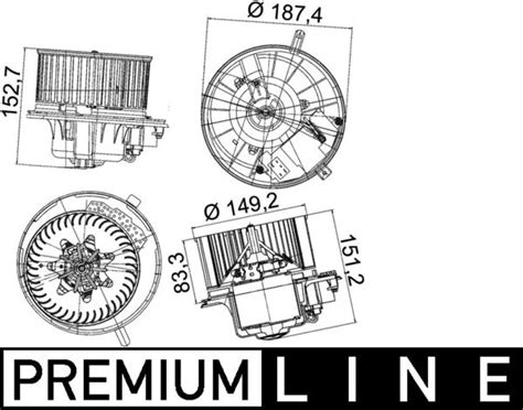 Interior Blower AB149000P MAHLE 1K1820015 1K1820015A 1K1820015C