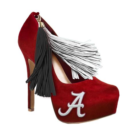 Alabama Crimson Tide Pom Pom High Heel Suede Pumps by HERSTAR | Suede
