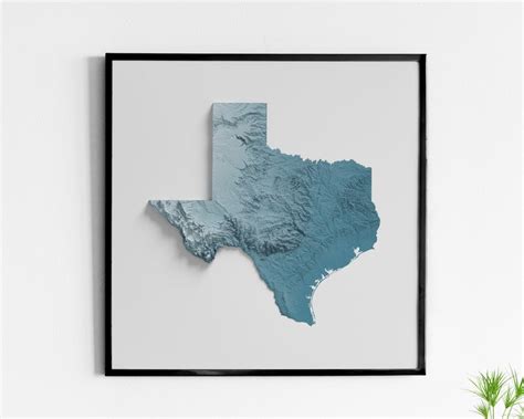 Texas Shaded Relief Map Natural Topographic Etsy