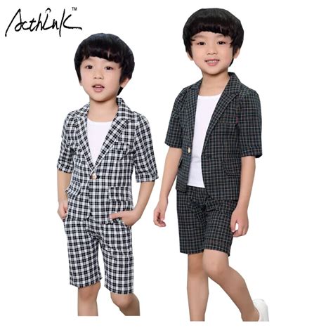 Acthink New Arrival Summer Boys Plaid Formal Wedding Suit Kids England