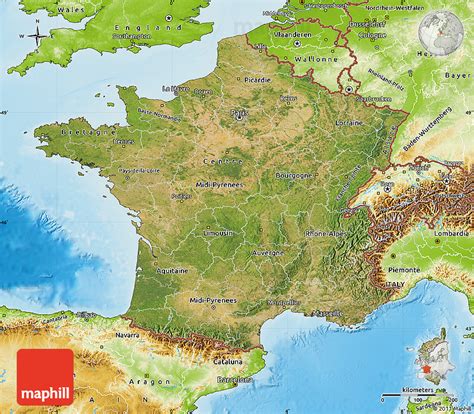 Satellite Map Of France Physical Outside