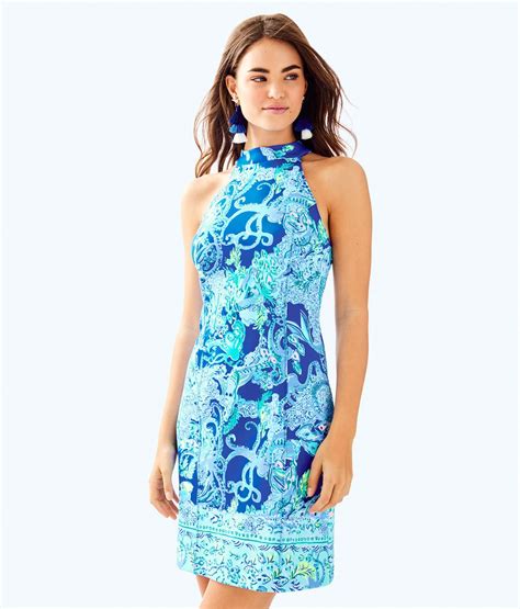 Lilly Pulitzer Krista Shift Dress In Blue Current Sea Sirens Engineered