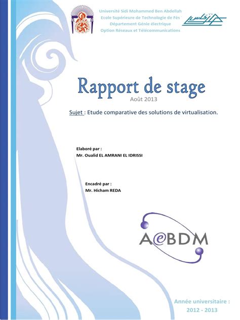 Rapport De Stage Estf Vmware Matériel Informatique