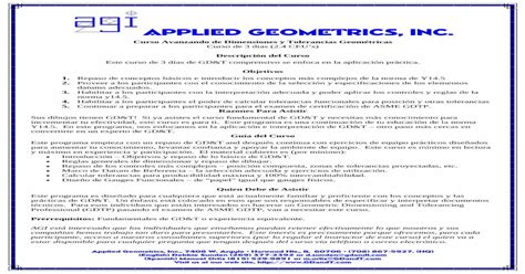 Applied Geometrics Inc · Curso Avanzando De Dimensiones