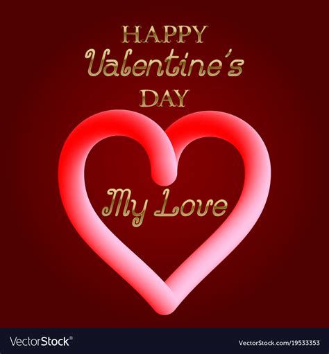 Happy Valentines Day My Love Golden Text Vector Image