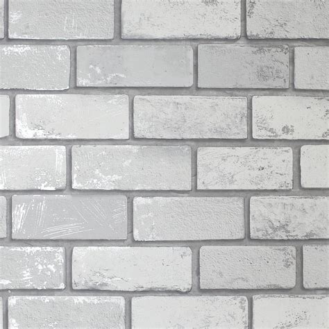 Artistick Metallic Brick Whitesilver Peel And Stick Non Woven