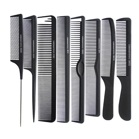 8pcs Lot Professional Salon Combs Hair Cutting Carbon Fiber Comb Rat