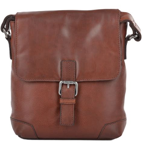 Mens 3 Pocket Luxury Small Leather Flight Bag Tan Jack Mens Leather