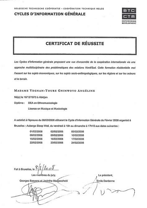 Exemple De Certificat De Formation En Ligne