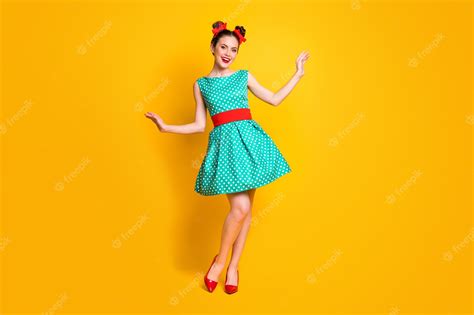Premium Photo Full Length Body Size View Of Nice Looking Cheerful Girl Wearing Teal Dress