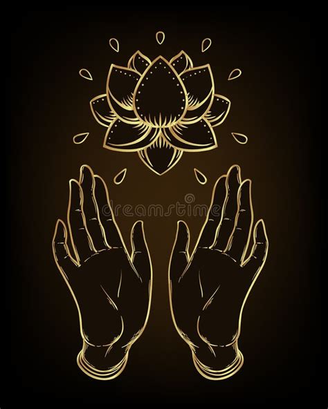 Lord Buddha Open Hands Holding Lotus Flower Isolated Vector