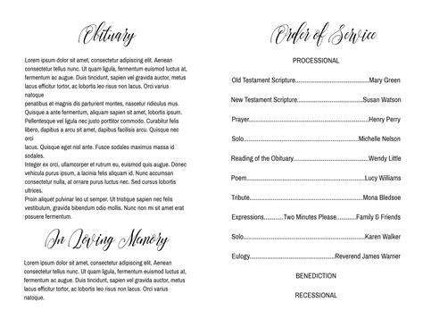 Funeral Program Template Obituary And Order Of Service Etsy