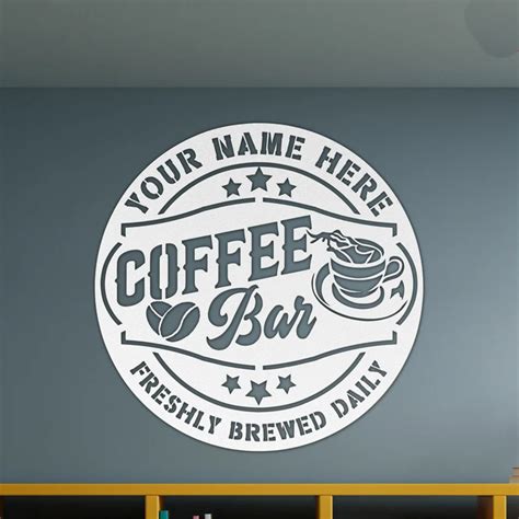 Personalized Coffee Bar Sign Custom Metal Name Signs Home Bar