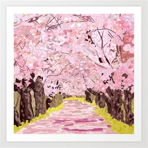 Cherry Blossom Trees Japan Art Print By Notsniw Society6