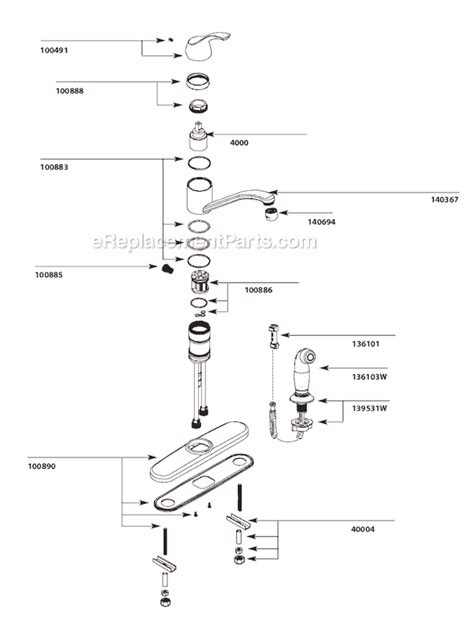 Plumbingwarehouse delta kitchen faucet parts for model 418. Moen Kitchen Faucet Parts Diagram # ...