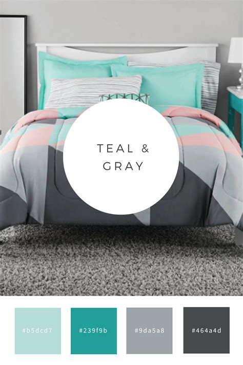 Teal And Gray Color Palette Bedroom Inspiration Teal Bedroom Grey