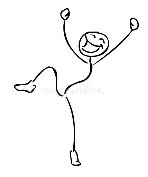 Happy Jumping Stickman Vector Illustration Stick Drawings Stick Men