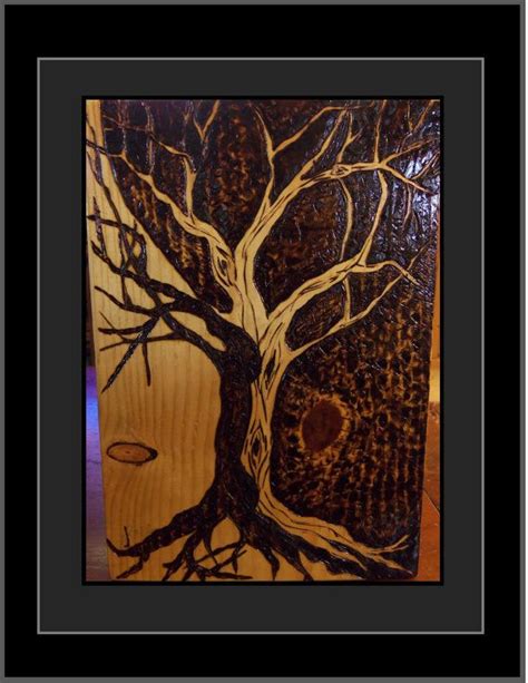 Pyrography Tree Of Life Interesting Blackwhite Contrast Wood