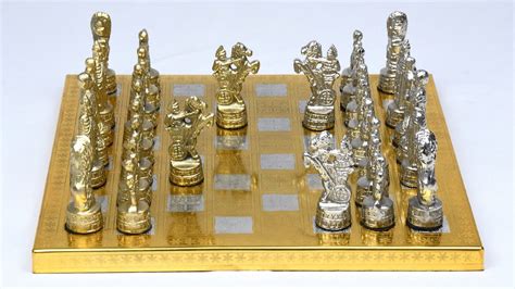 Brass Metal Luxury Chess Pieces And Board Combo Set In Shiny Etsy