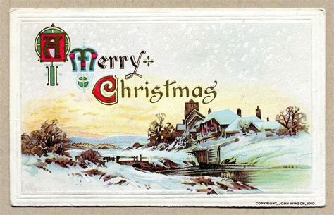 A Merry Christmas Postcard Circa 1910 Etsy Canada Christmas