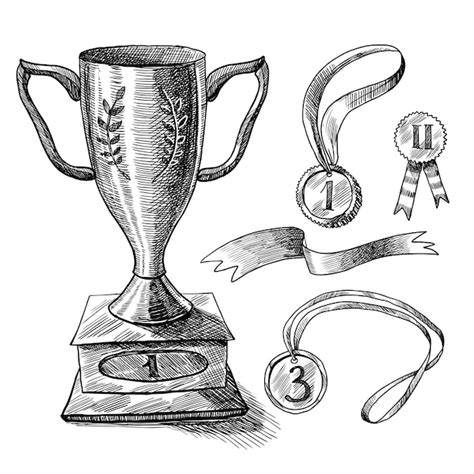 Free Vector Trophy Sketch Set