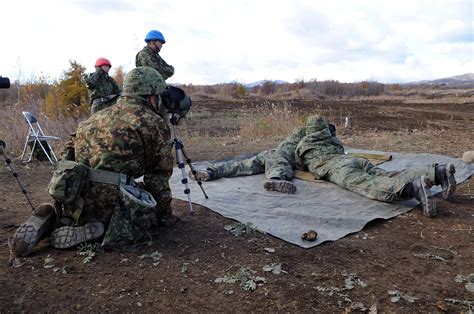 Members of the Japanese ground self-defense force practice target