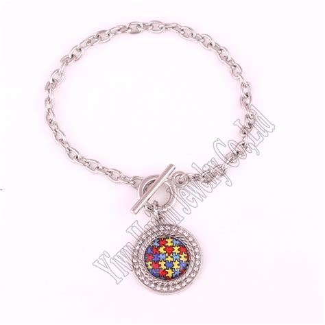 Drop Shipping Autism Awareness Jewelry Zinc With Sparkling Crystal