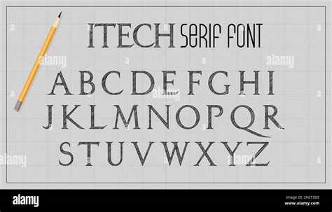 Blueprint Architecture Font Capital Serif Letters Alphabet Sketch