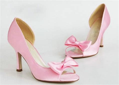 Pink Wedding Shoes With Bows Bow Custom Made Pink Wedding Prom Heels