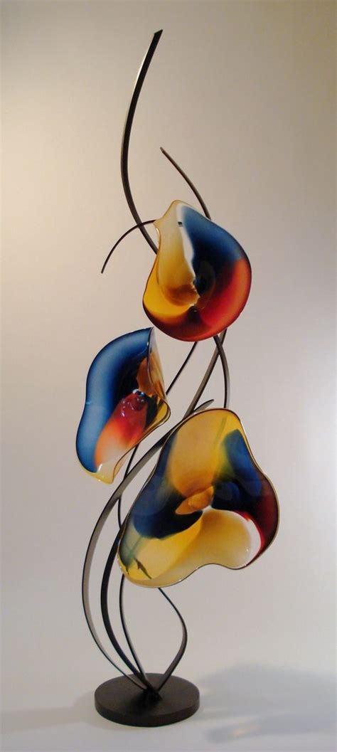 Hand Crafted Blown Glass And Metal Sculpture By Bonnie M Hinz