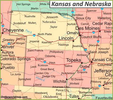 Map Of Kansas And Nebraska Ontheworldmap Com