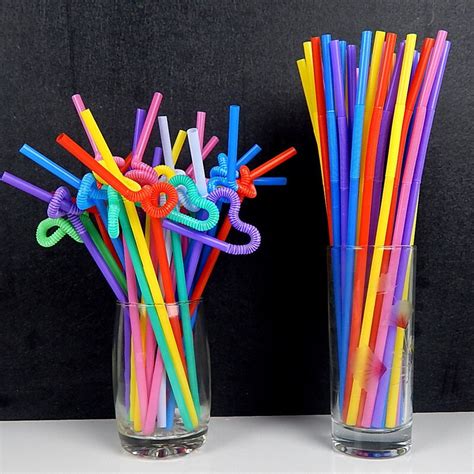 50pcs100pcs Disposable Straws Bendable Juice Drinking Flexible 26cm