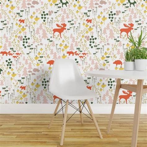 Woodland Wallpaper Whimsical Woodland In White By Thislittlestreet