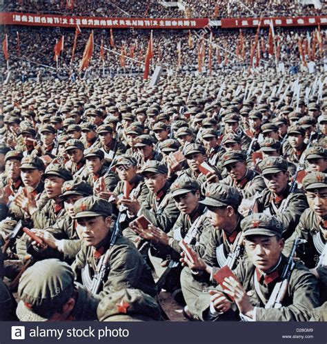 Red Guards At Rally Reading Mao Zedong S Babe Red Book Beijing China Revolution
