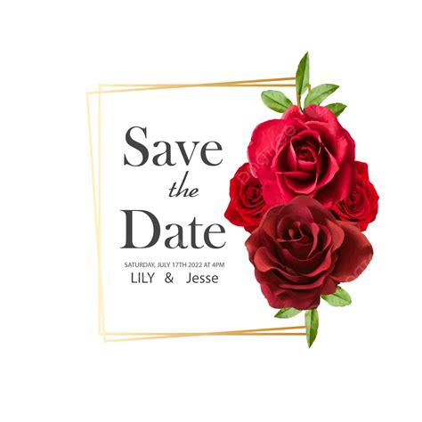 Gambar Undangan Pernikahan Dengan Bunga Merah Perbatasan Mawar Bunga