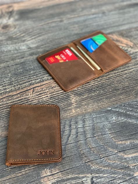 Mens Wallet Personalized Leather Wallet Front Pocket Slim Design