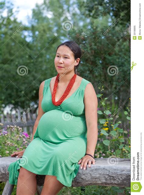 Beautiful Pregnant Native American Woman Stock Image Image Of