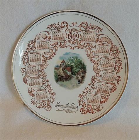 Vintage 1909 Calendar Plate American China Co Village Etsy