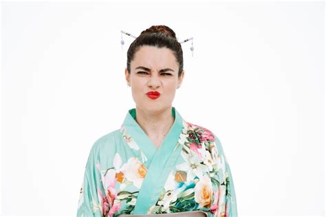 Premium Photo Woman In Traditional Japanese Kimono Being Displeased