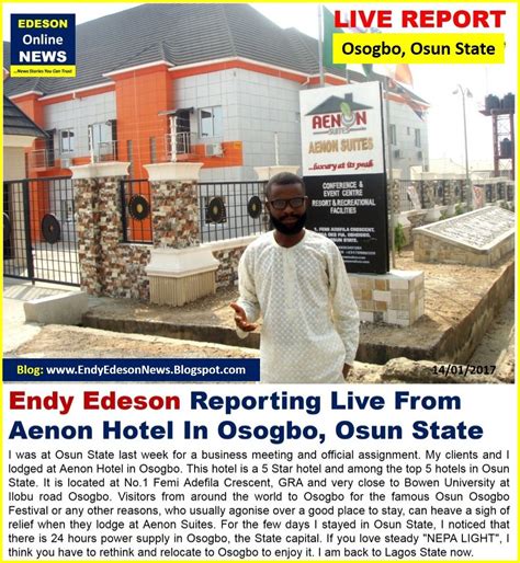 Edeson Online News Endy Edeson Reporting Live From Aenon Hotel In