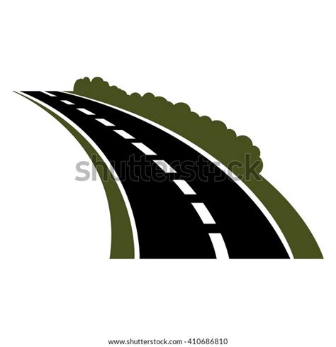 Winding Paved Road Icon Green Grassy Stock Vector Royalty Free