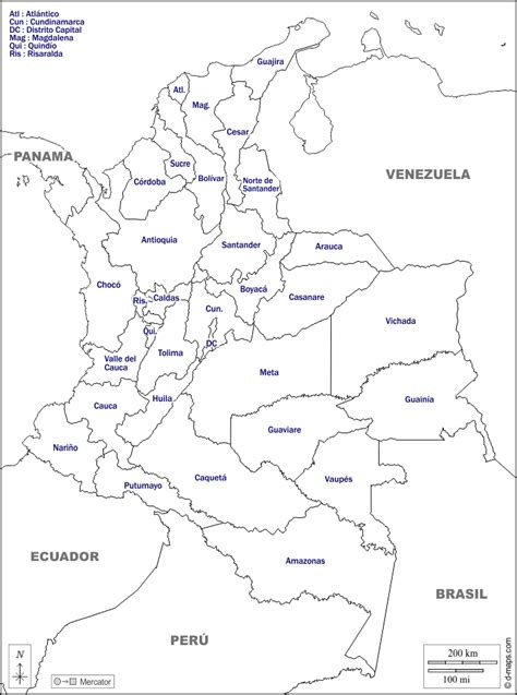 Croquis De Colombia Con Sus Departamentos Y Capitales Para Colorear